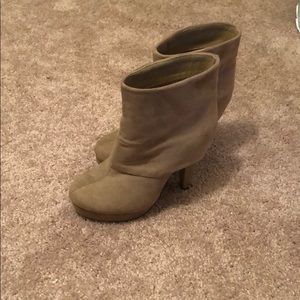 Tan suede heel booties- size 6